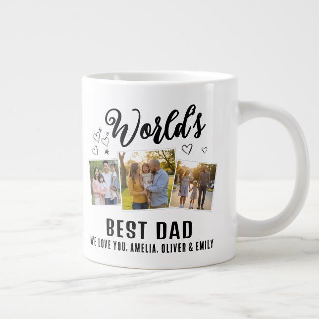 Världens Bästa Pappa Anpassad 3 Foto Collage Jumbo Mugg (Höger)