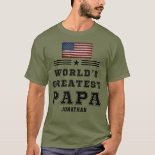 Världens Bästa Pappa Anpassad Landsflagga Namn  T Shirt