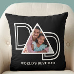 Världens bästa Pappa Anpassningsbar Photo Black Fa Kudde<br><div class="desc">Världens bästa foto-Pillow i Pappa har en vit typografi på svart bakgrund med PAPPA i ord. Anpassade enkelt med fotot. Gör en perfekt Fars dag-gåva.</div>
