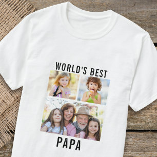 Världens Bästa Pappa Barnbarn 3 Fotokollage T Shirt