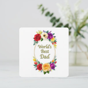 Världens bästa pappa blomsterflikad gratulationsko tack kort