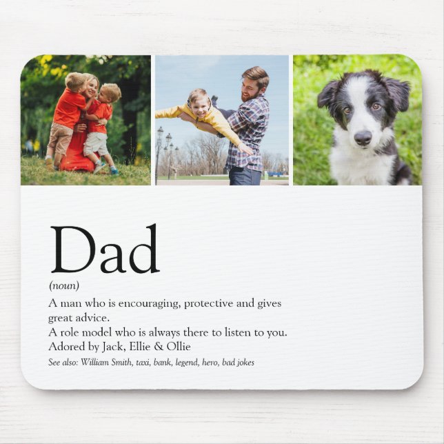 Världens Bästa Pappa Definition Foto Collage Musmatta (Framsidan)