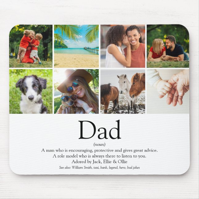 Världens Bästa Pappa Definition Foto Collage Musmatta (Framsidan)