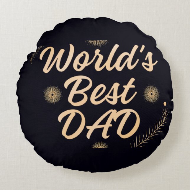 Världens Bästa Pappa  Enkel Typografi Pappor Rund Kudde (Framsidan)