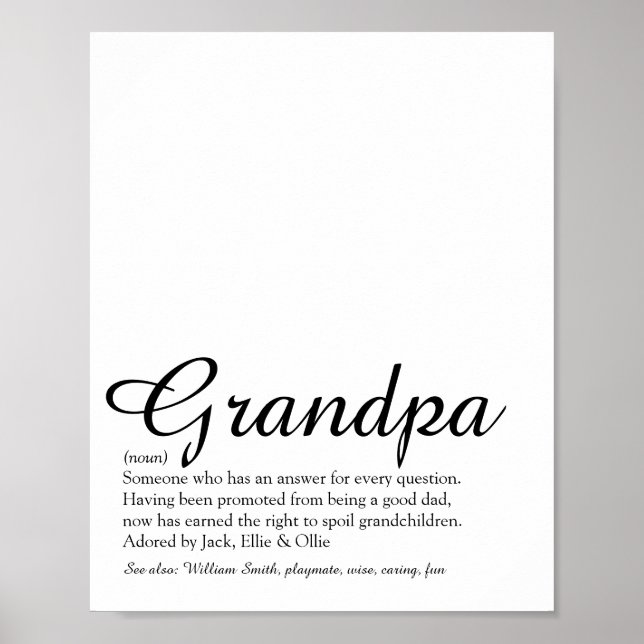 Världens bästa pappa, farfar, morfar definition poster (Framsidan)