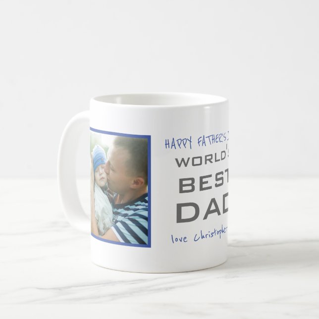 Världens bästa Pappa Fars dag 2-foto-Anpassningsba Kaffemugg (Framsida vänster)
