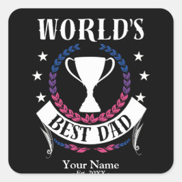 Världens bästa Pappa Fars dag Bisexual Flagga Färg Fyrkantigt Klistermärke