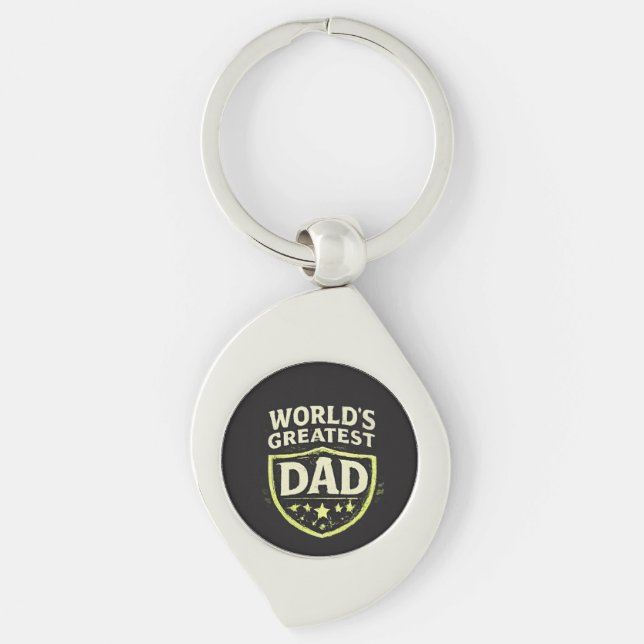Världens Bästa Pappa Fars Dag Swirl Silverfärgad Nyckelring (Framsidan)