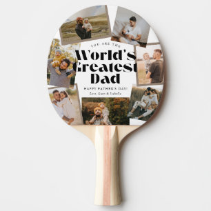 Världens Bästa Pappa Fet Retro 7 Foto Collage Pingisracket