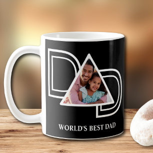 Världens Bästa Pappa Foto Svart Kaffemugg