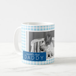 Världens bästa pappa Gingham-Personlig Foto Kaffemugg
