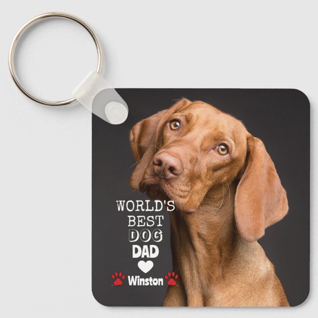 Världens bästa Pappa Heart Tass 2-foto i Hund Nyckelring (Framsida)