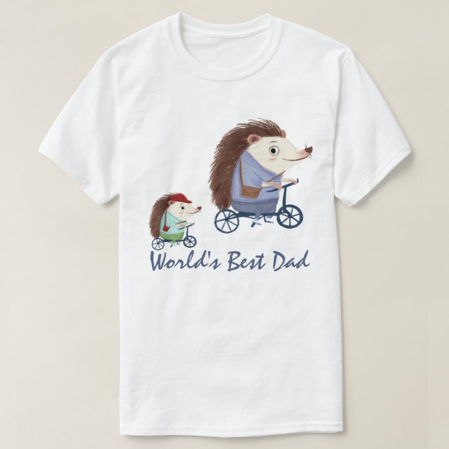 Världens bästa Pappa - Hedgehog och Baby T-Shirt (Design framsida)