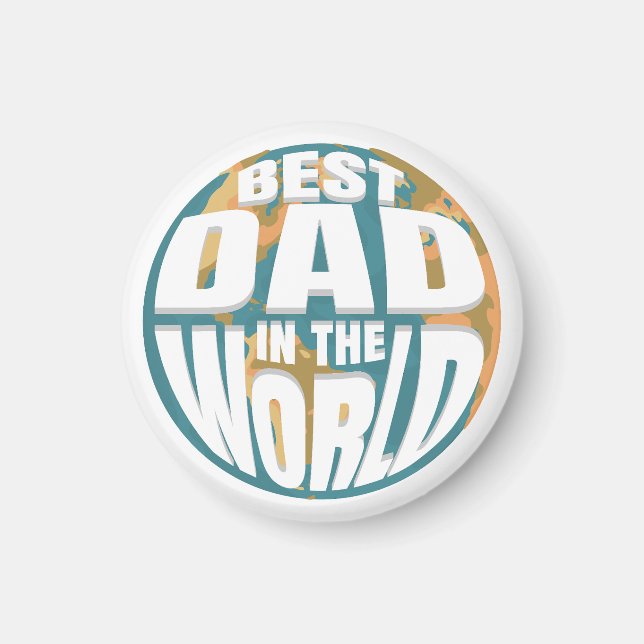 Världens bästa Pappa i Fars dag Retro Earth Magnet (Framsidan)