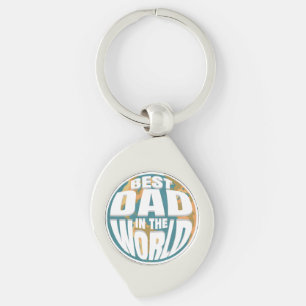 Världens bästa Pappa i Fars dag Retro Earth Swirl Silverfärgad Nyckelring