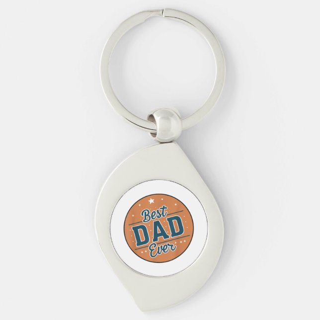 Världens bästa Pappa i fars dag Swirl Silverfärgad Nyckelring (Framsidan)