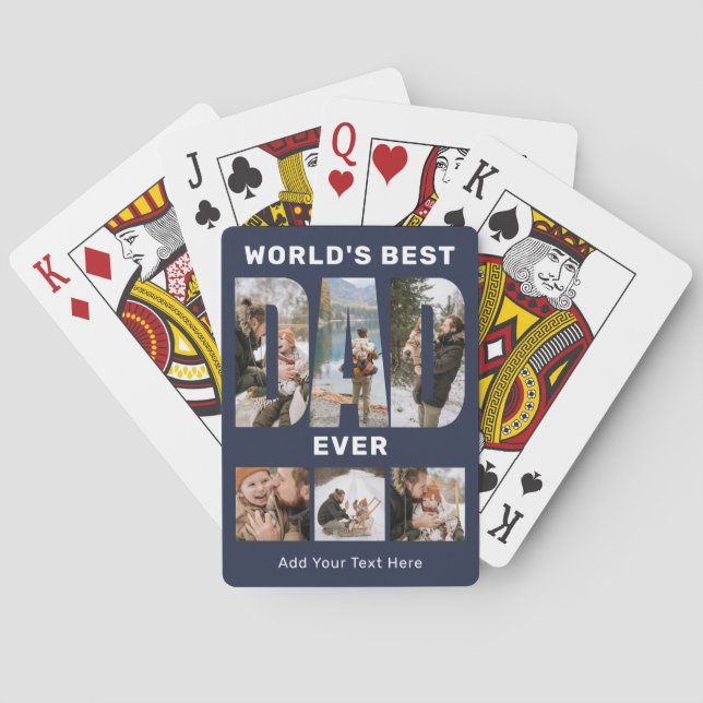 Världens bästa pappa någonsin anpassade 6-foto blå casinokort (Baksidan)