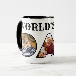 Världens bästa Pappa-offert Modern 3-fotokollage Mugg