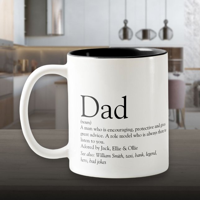 Världens Bästa Pappa Pappa Definition Roligt Två-Tonad Mugg (World's Best Ever Dad Daddy Father Definition Fun Two-Tone Coffee Mug)