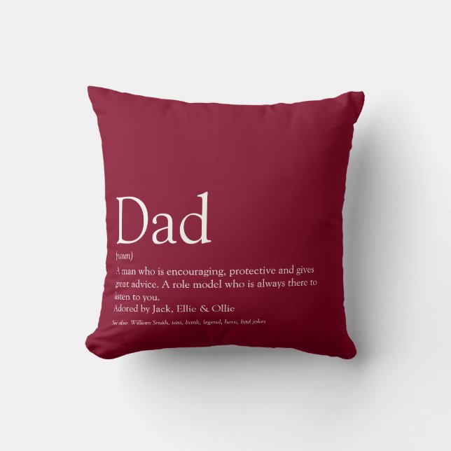 Världens Bästa Pappa Pappa Far Definition Burgunde Kudde (Framsida)
