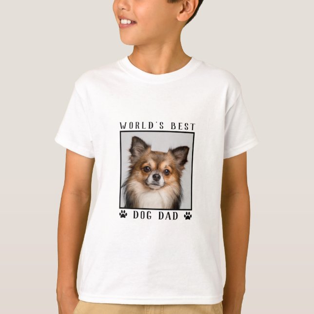 Världens bästa Pappa Pet Photo Tass avtryck i Hund T Shirt (Framsida)