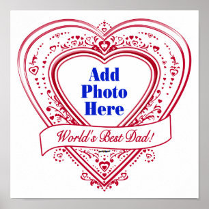 Världens bästa Pappa! Photo Red Hearts Poster