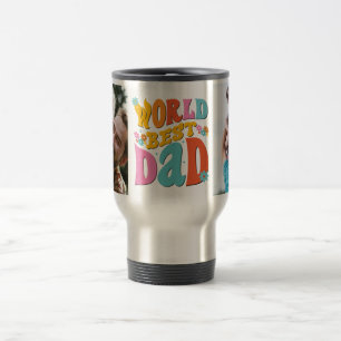 Världens bästa Pappa Retro 2-fotokollage Resemugg