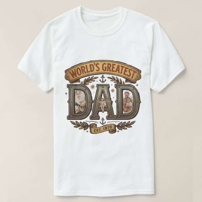 Världens Bästa Pappa Retro Design T Shirt (Design framsida)