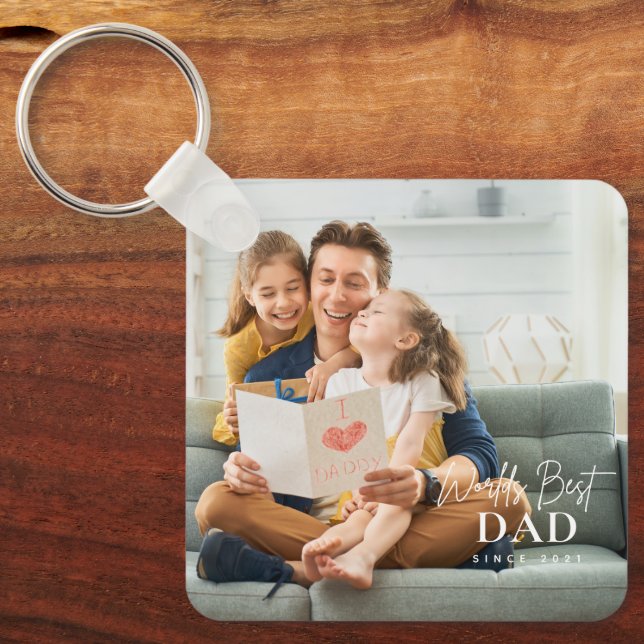 Världens bästa Pappa sedan 20XX Modern Photo Nyckelring (Framsida)