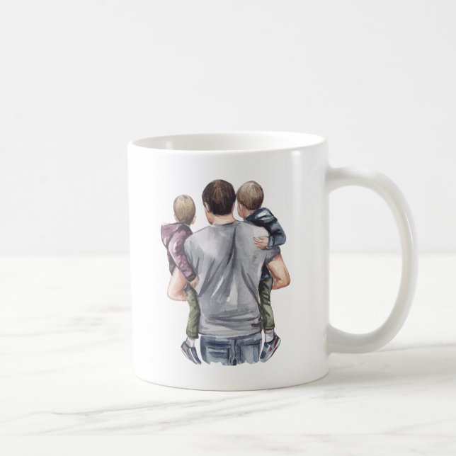 Världens bästa Pappa som håller sina två soner Kaffemugg (Höger)