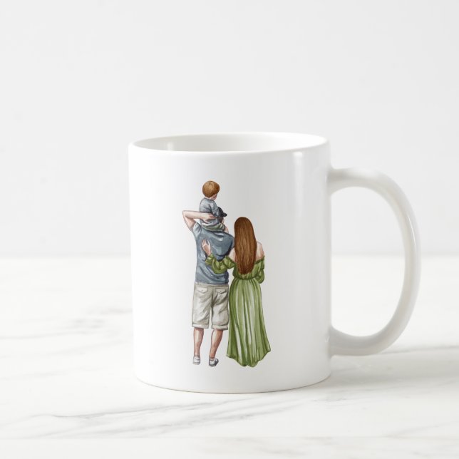 Världens bästa Pappa, son och Mamma-familj Kaffemugg (Höger)