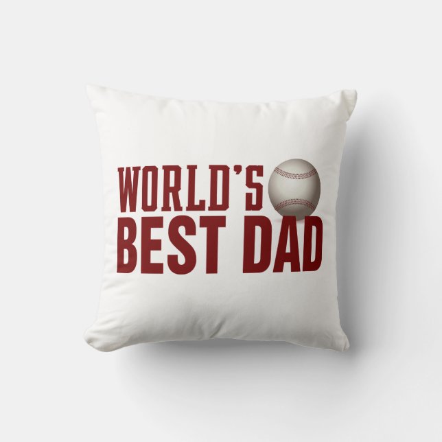Världens bästa Pappa-typografi, Baseball Dekorativ Kudde (Framsida)