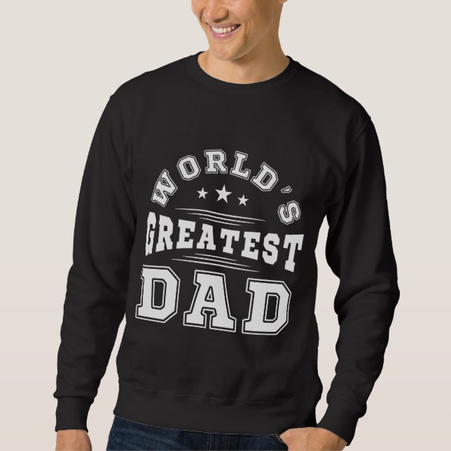 Världens Bästa Pappa Typografi Fars Dag Present Lång Ärmad Tröja (Framsida)