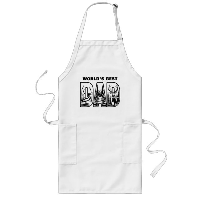 Världens bästa pappa Utomhus Ikon Grillas Apron Långt Förkläde (Framsidan)