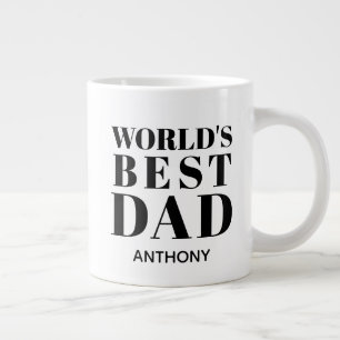 Världens bästa Pappa White Black Typography Namn Jumbo Mugg