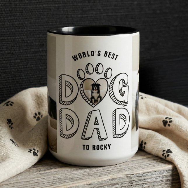 Världens Bästa Pappan För Hundar Någonsin Present  Mugg (World’s Best Dog Dad Ever Pet Photo Collage Gift Mug)