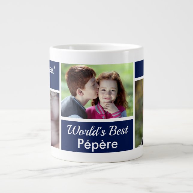 Världens bästa Pépère fotokollage jättekaffekopp Jumbo Mugg (Framsidan)