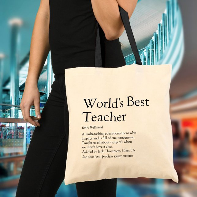 Världens bästa Personlig för lärardefinition Tygkasse (World's Best Teacher Definition Personalized Tote Bag)
