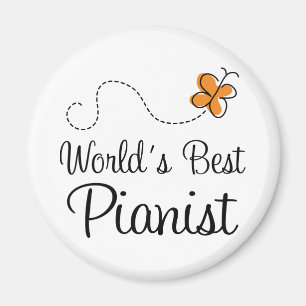Världens bästa Pianist Orange Butterfly Magnet Gif
