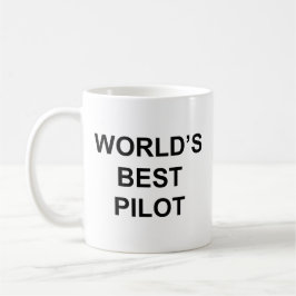 Världens Bästa Pilot Roligt Citat med Svart Text Kaffemugg