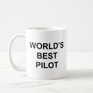 Världens Bästa Pilot Roligt Citat med Svart Text Kaffemugg