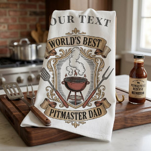 Världens Bästa Pitmaster Pappa Retro BBQ-vapen Anp Kökshandduk