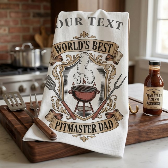 Världens Bästa Pitmaster Pappa Retro BBQ-vapen Anp Kökshandduk (Skapare uppladdad)