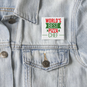Världens bästa Pizza Chef - röd vit grönt Knapp