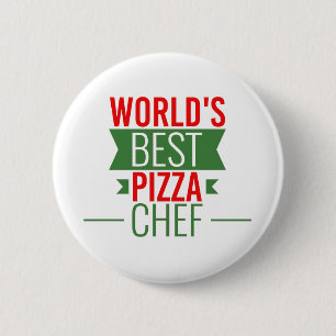 Världens bästa Pizza Chef - röd vit grönt Knapp