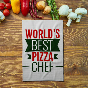Världens bästa Pizza Chef - röd vit grönt Kökshandduk