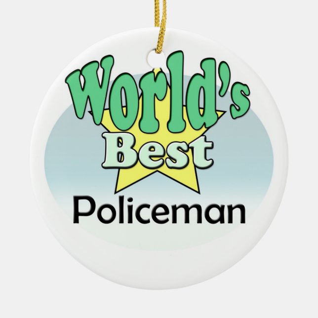Världens bästa polis julgransprydnad keramik (Framsidan)