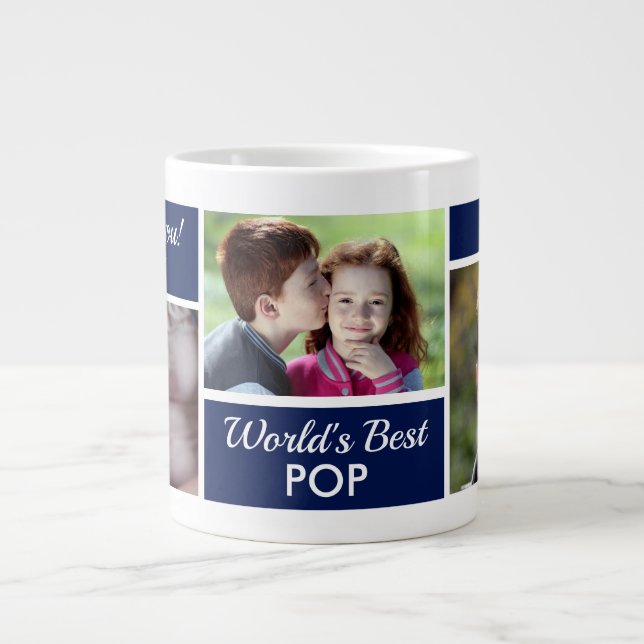 Världens Bästa Pop-Fotocollage Jättekaffemugg Jumbo Mugg (Framsidan)