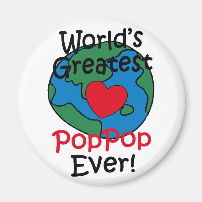 Världens Bästa PopPop-Hjärta Magnet (Framsidan)