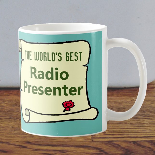 Världens bästa radiopresentatör. kaffemugg (Skapare uppladdad)